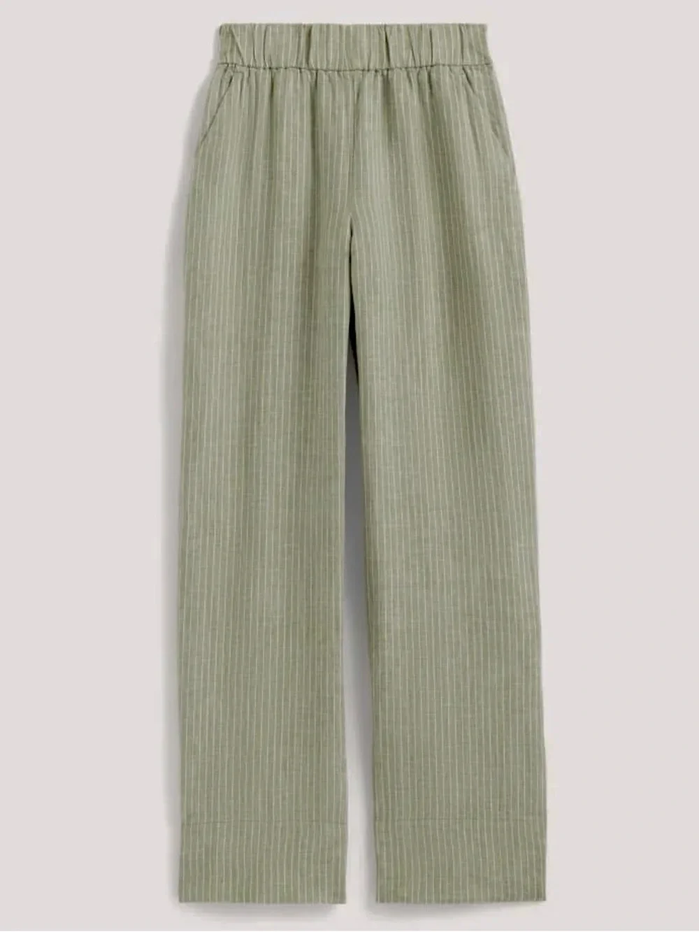 Everlane European Flax Sage Green White Stripe The Linen Easy Pant- Size XL